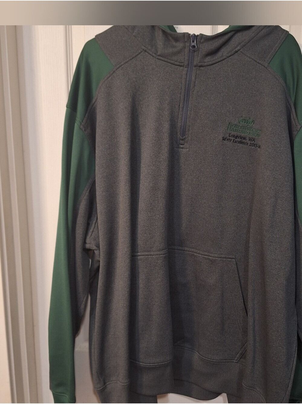 Sport-Tek Gray and Green Quarter-Zip Hoodie 4XL